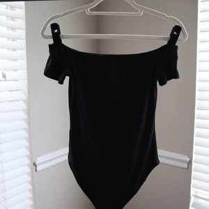 Black off the shoulder bodysuit